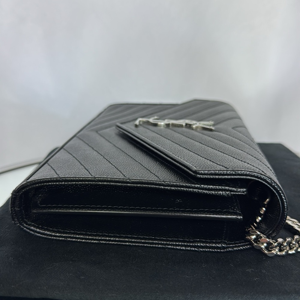 YSL Monogram Large Wallet Bag on Chain in Grained Leather Black - Picture 5 of 8